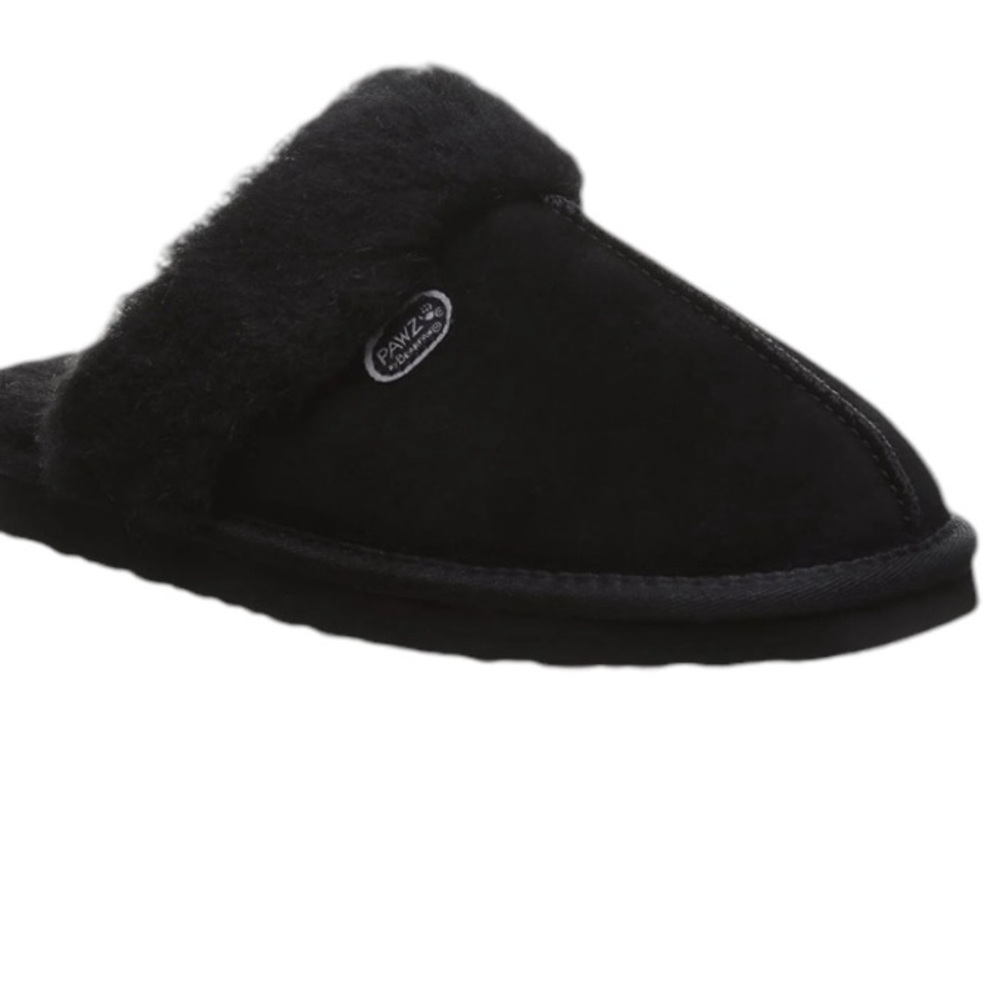 Bearpaws Paws Women's Black Leather Mackenzie Suede Scuff Slipper Size 11 - Picture 1 of 10